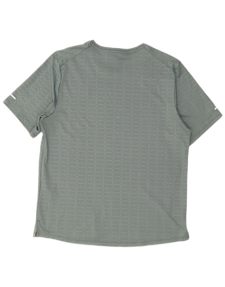 Nike Herren Dri Fit T-Shirt-Oberteil aus mittelgrauem, kariertem Polyester