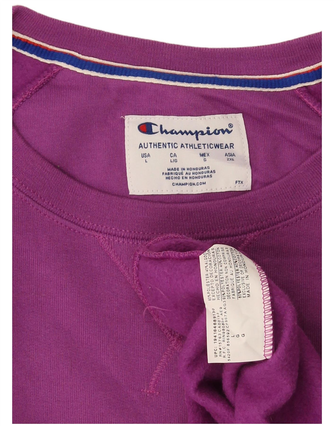 Champion Womens Graphic Sweatshirt Pullover UK 16 Large Lila Polyester