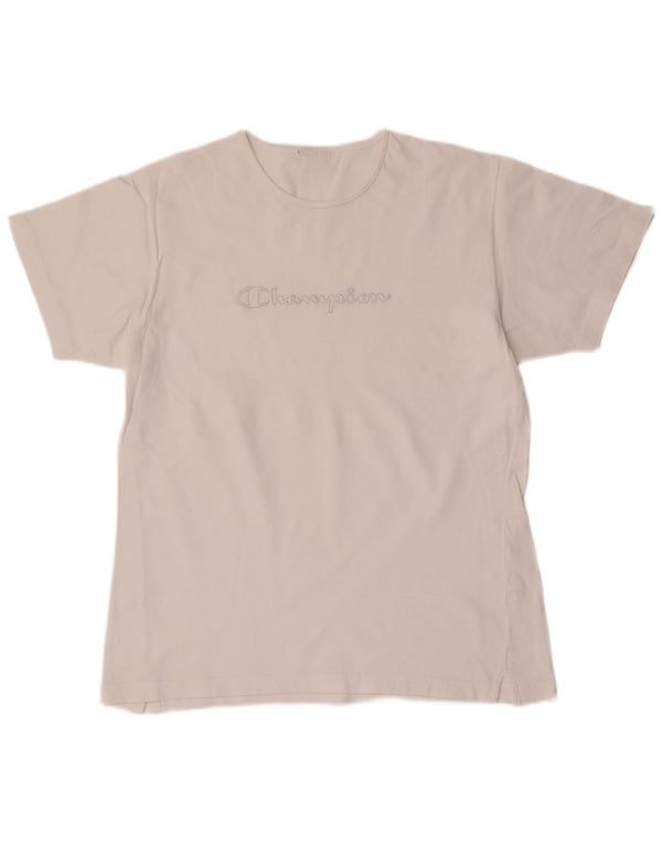 Champion Damen Grafik-T-Shirt-Oberteil UK 16 Large Weiße Baumwolle