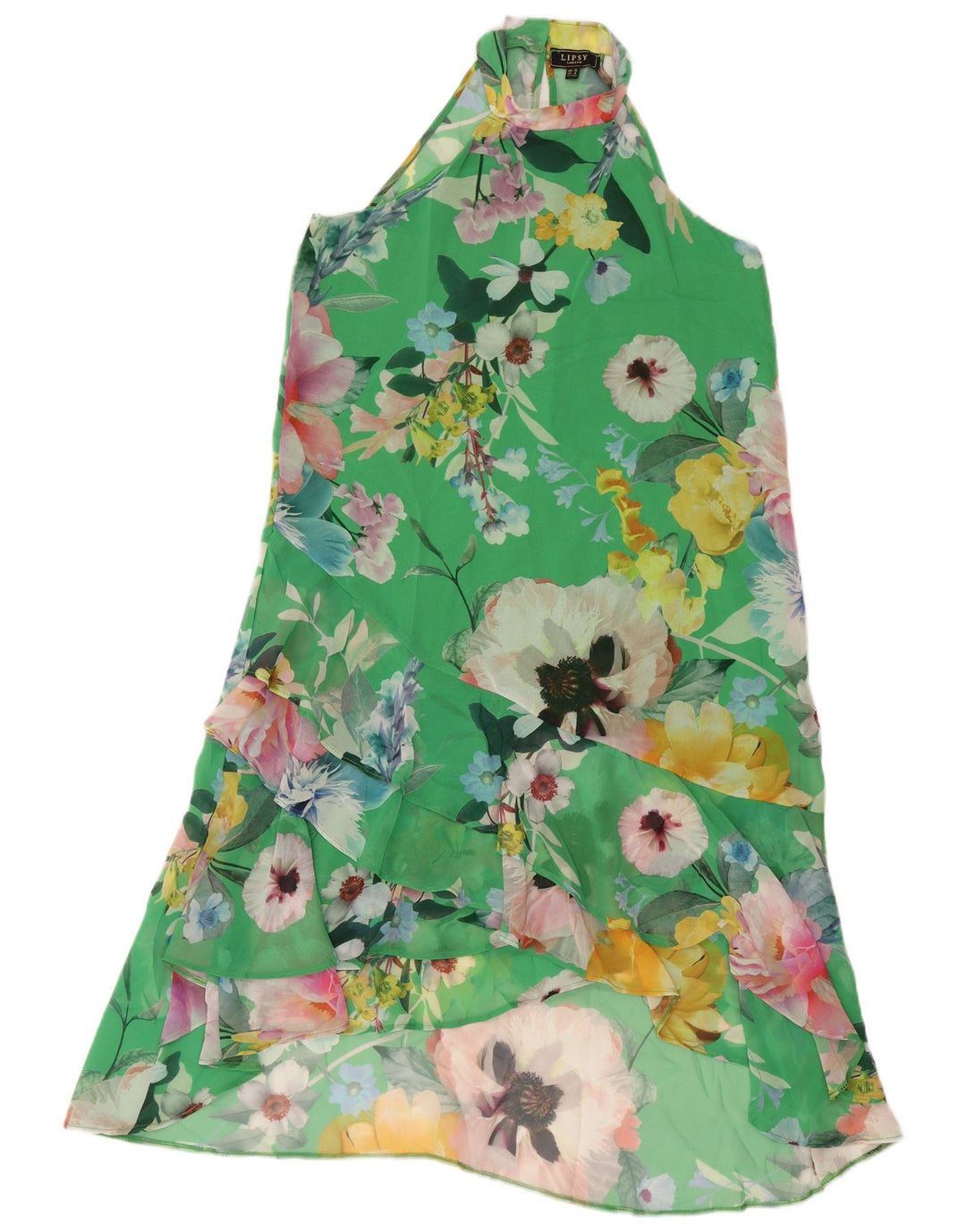 Lipsy Neckholder-Kleid für Damen, UK 12, Mittelgrün, Blumenmuster, Polyester