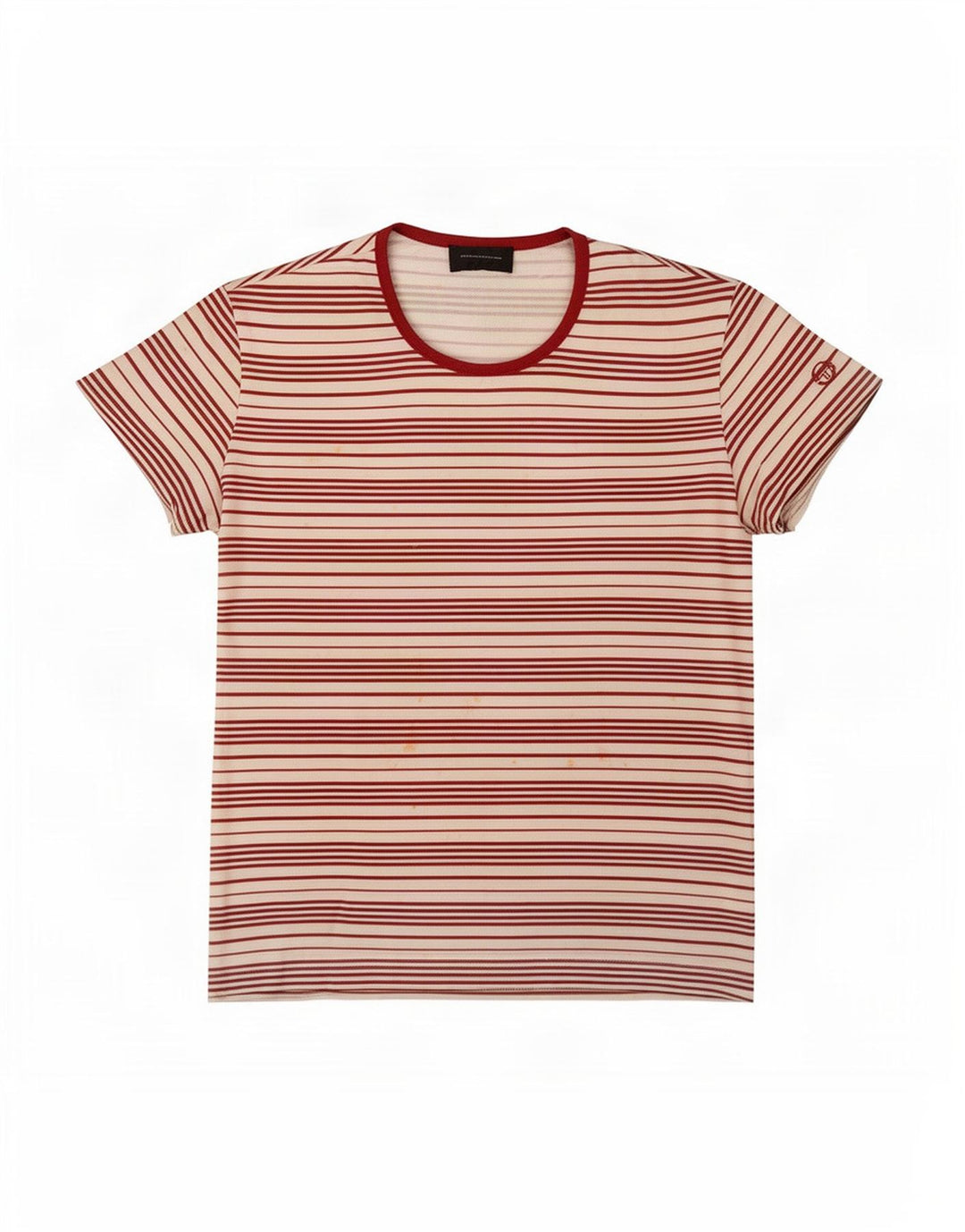 Sergio Tacchini Damen T-Shirt Top IT 44 Mittelweiß gestreift Polyester