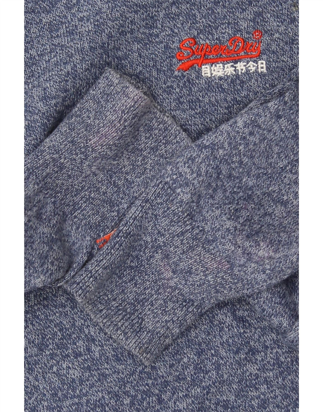 Superdry Herren Jersey-Pullover mit Rundhalsausschnitt, Mittelblau gesprenkelte Baumwolle