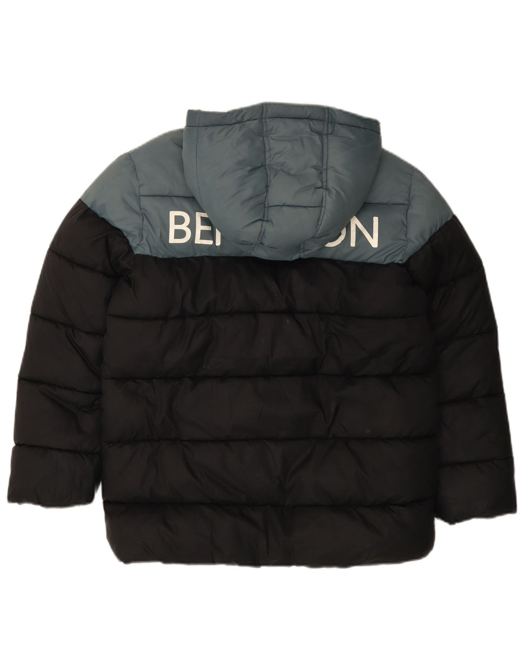 BENETTON Jungen gepolsterte Jacke mit Grafik, 10–11 Jahre, XL, Schwarz, Farbblock