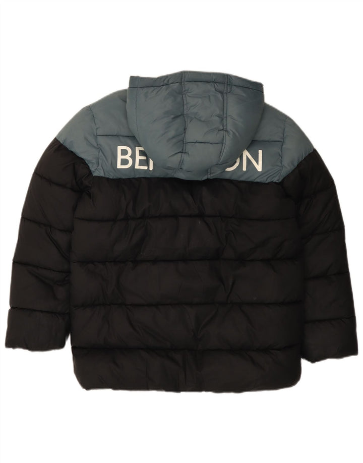 BENETTON Jungen gepolsterte Jacke mit Grafik, 10–11 Jahre, XL, Schwarz, Farbblock