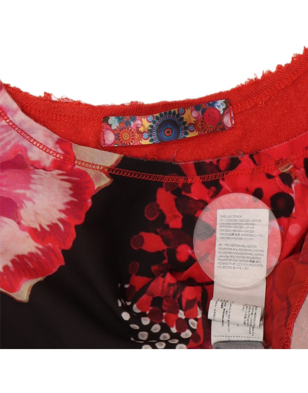 Desigual Womens Crazy Pattern Übergroßes T-Shirt Top UK 10 Small Red Floral