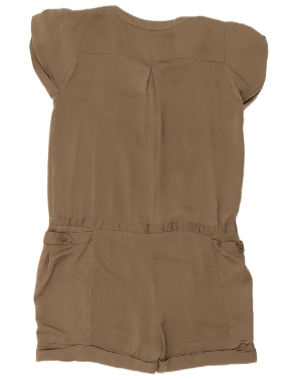 Zara Womens Playsuit UK 14 Medium Khaki Polyester