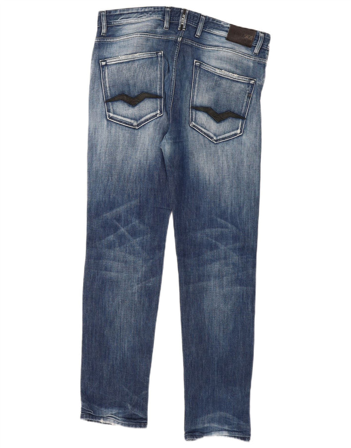REPLAY Herren Slim Jeans W32 L30 Blaue Baumwolle