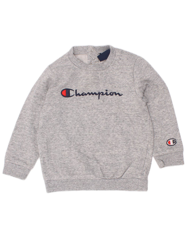 Champion Baby-Jungen-Sweatshirt mit Grafik, 9–12 Monate, klein, grau gefleckt