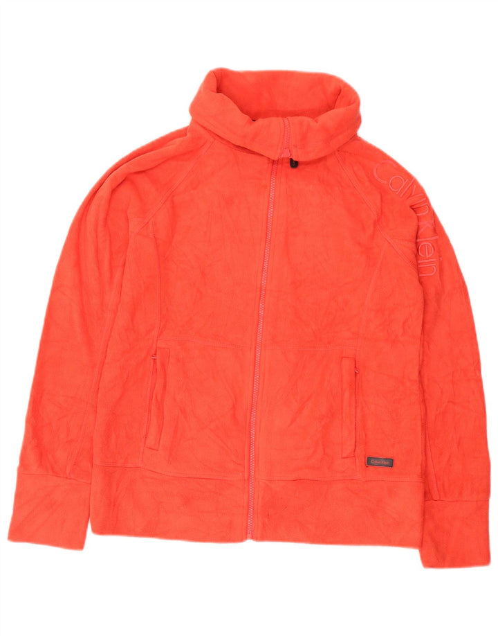 CALVIN KLEIN Damen Graphic Fleecejacke UK 10 Small Orange Polyester