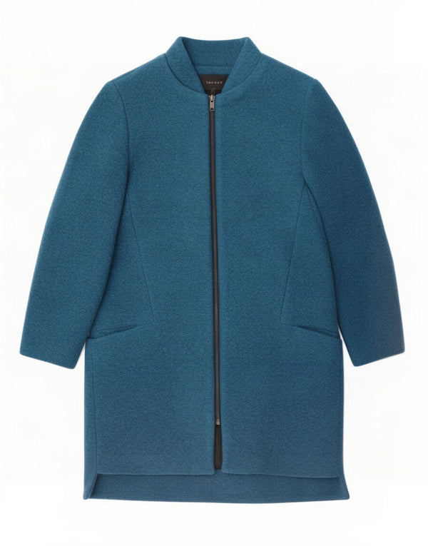 Zara Damen Mantel UK 14 Medium Marineblau Polyester
