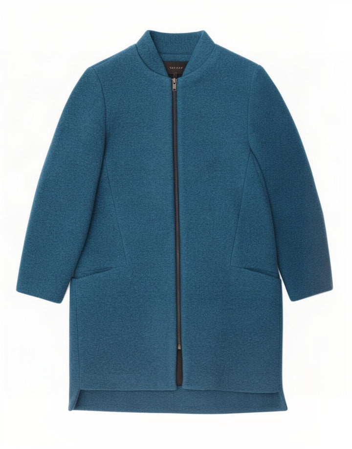 Zara Damen Mantel UK 14 Medium Marineblau Polyester