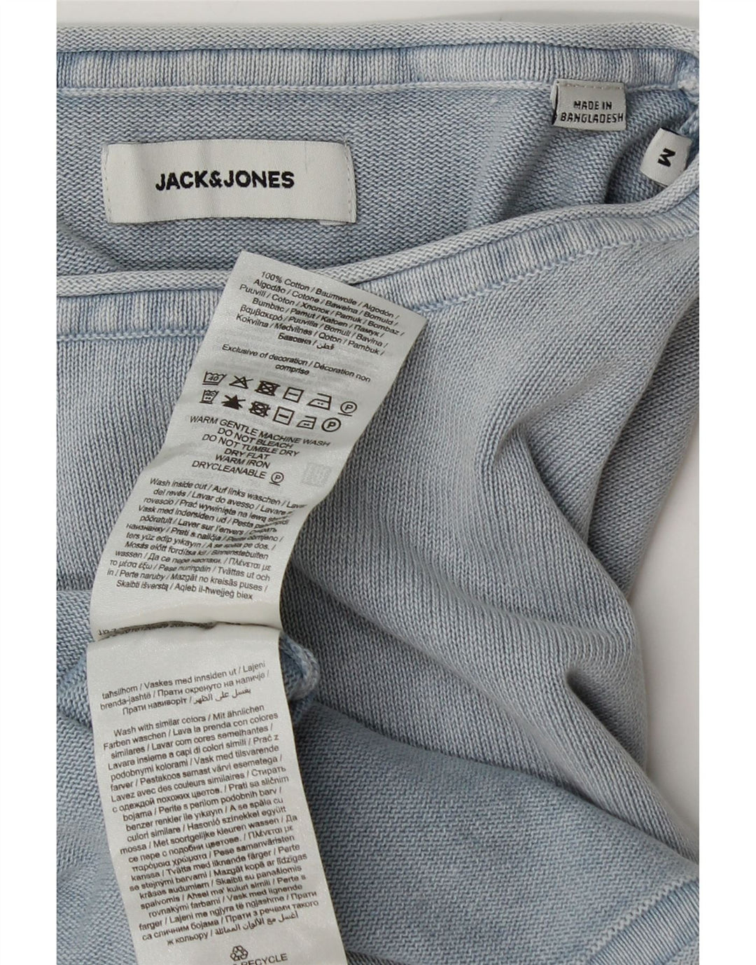 Jack & Jones Herren-Pullover mit U-Boot-Ausschnitt, mittelblaue Baumwolle