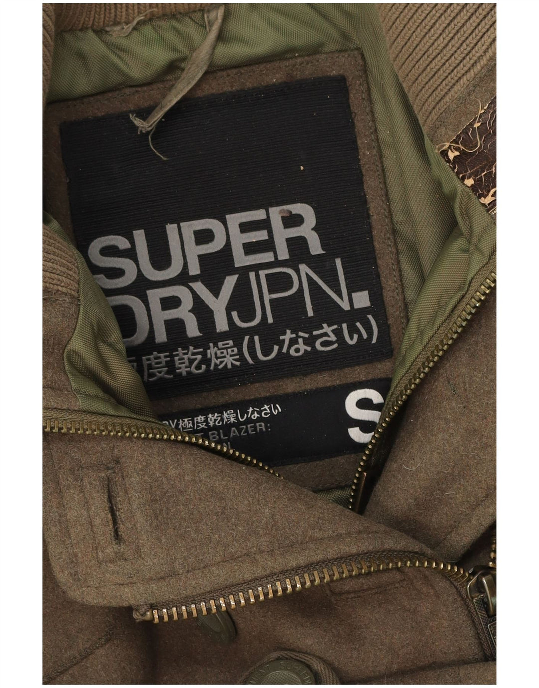 Superdry Damen Militärjacke UK 10 Small Khaki Wolle