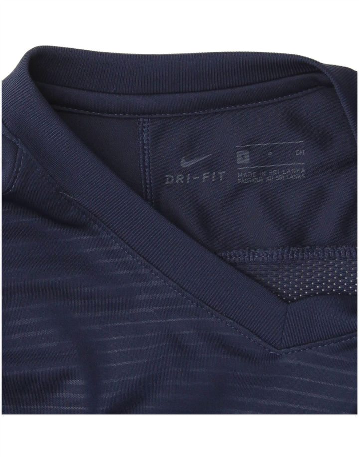 Nike Herren-Dri-Fit-Oberteil, langärmlig, klein, Marineblau, Farbblock-Polyester