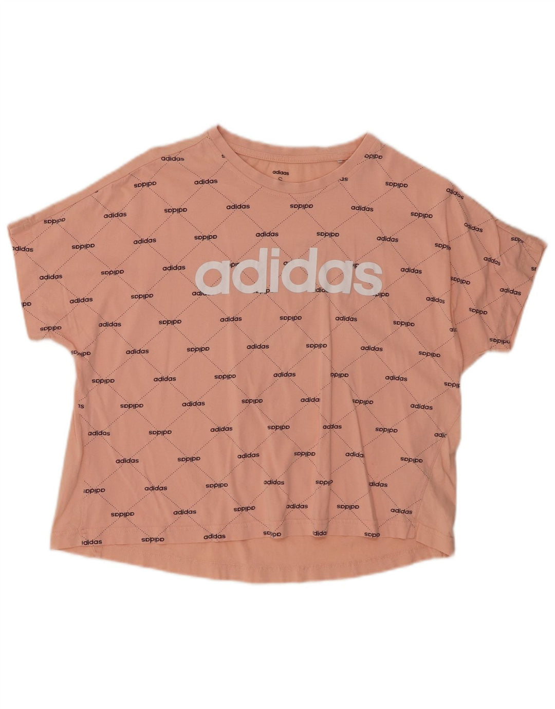 ADIDAS Damen Oversize Crop Graphic T-Shirt Top UK 8/10 Small Rosa Baumwolle