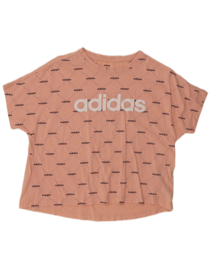 ADIDAS Damen Oversize Crop Graphic T-Shirt Top UK 8/10 Small Rosa Baumwolle