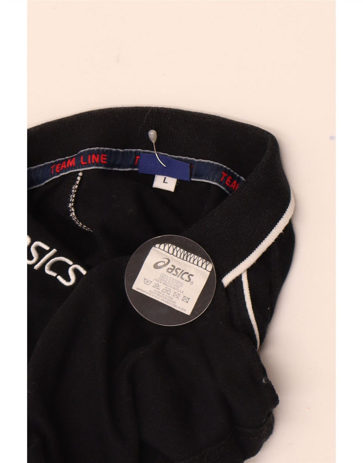 ASICS Herren-Poloshirt mit Grafik, groß, schwarze Baumwolle
