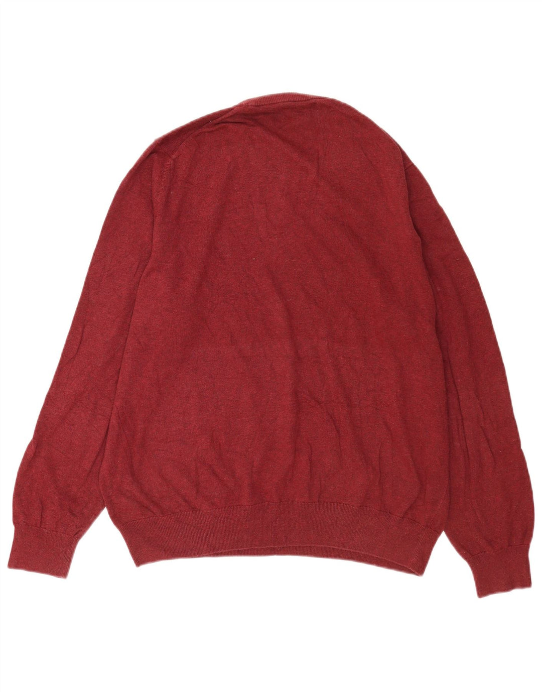 Marks & Spencer Herren-Pullover mit Rundhalsausschnitt, XL, rote Baumwolle