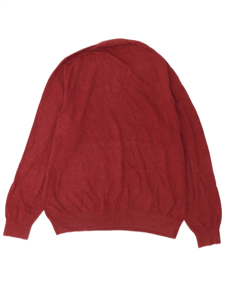 Marks & Spencer Herren-Pullover mit Rundhalsausschnitt, XL, rote Baumwolle