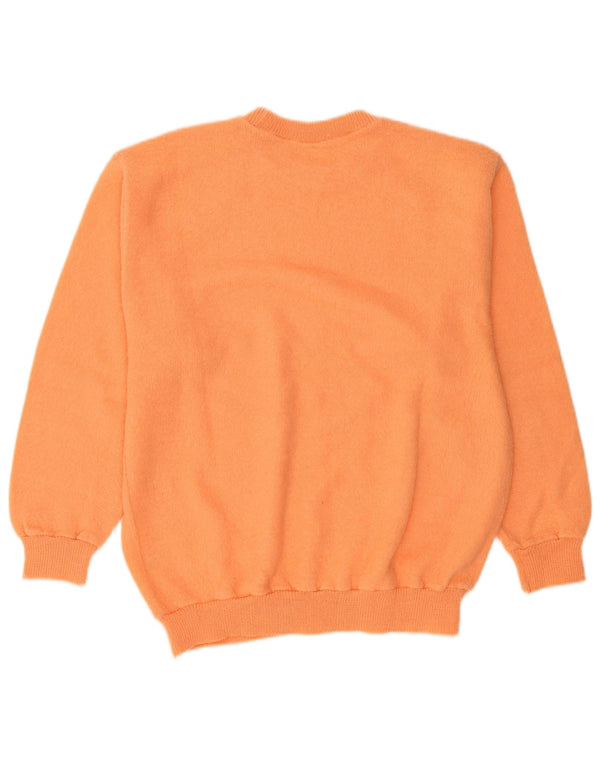 Vintage Damen Pullover mit Rundhalsausschnitt EU 48 2XL Orange Blumen Acryl