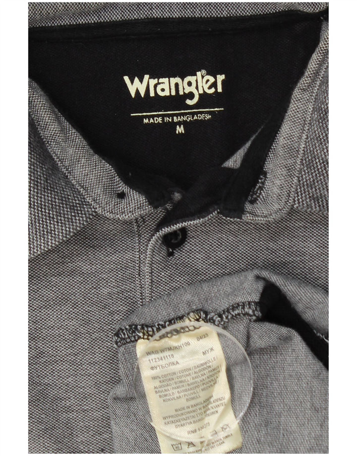 WRANGLER Herren-Langarm-Poloshirt aus mittelgrauer Baumwolle