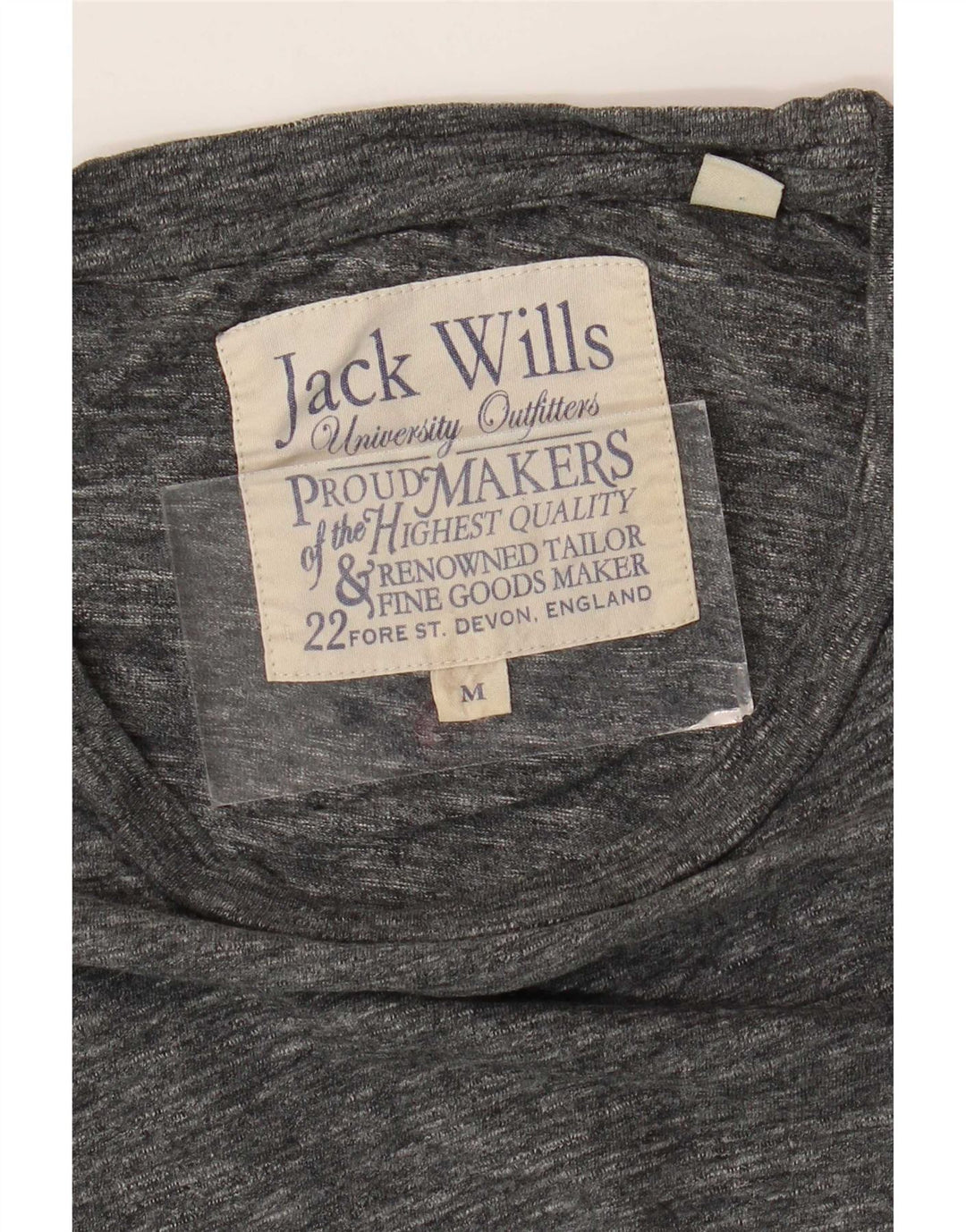 Jack Wills Herren-T-Shirt-Oberteil aus mittelgrau gesprenkelter Baumwolle