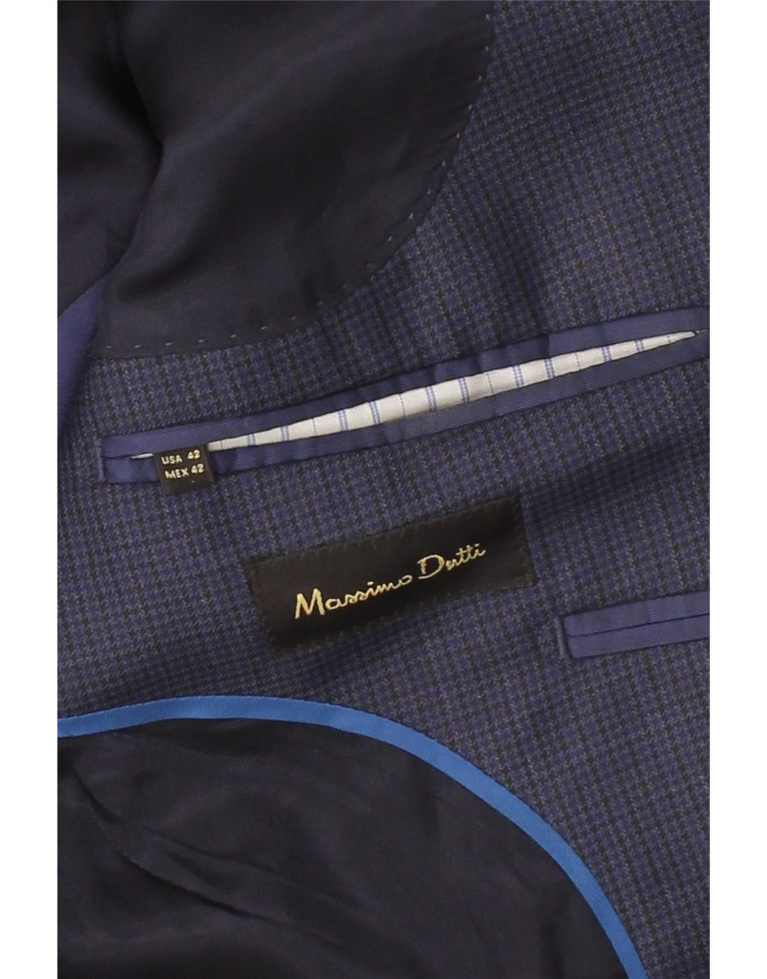 MASSIMO DUTTI Mens 2 Button Blazer Jacket US 42 Large Navy Blue Check Vintage Massimo Dutti and Second-Hand Massimo Dutti from Messina Hembry 