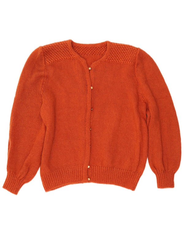 VINTAGE Damen Strickjacke Pullover UK 16 Large Orange