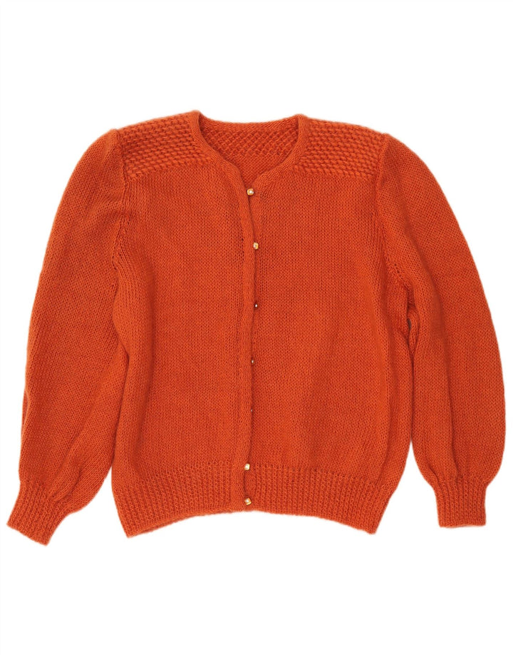 VINTAGE Damen Strickjacke Pullover UK 16 Large Orange