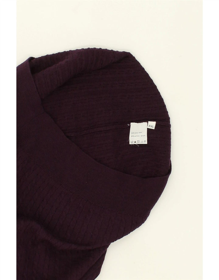MALAGRIDA Womens V-Neck Jumper Sweater UK 20 2XL Maroon Wool | Vintage Malagrida | Thrift | Second-Hand Malagrida | Used Clothing | Messina Hembry 