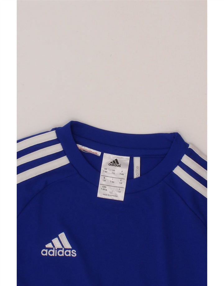 ADIDAS Jungen Climalite T-Shirt Top 7–8 Jahre Blauer Farbblock