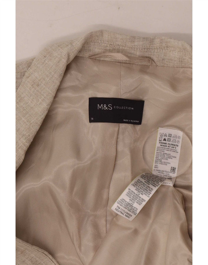 Marks & Spencer Damen-Blazer mit 3/4-Ärmeln, offen, Gr. 14, Beige