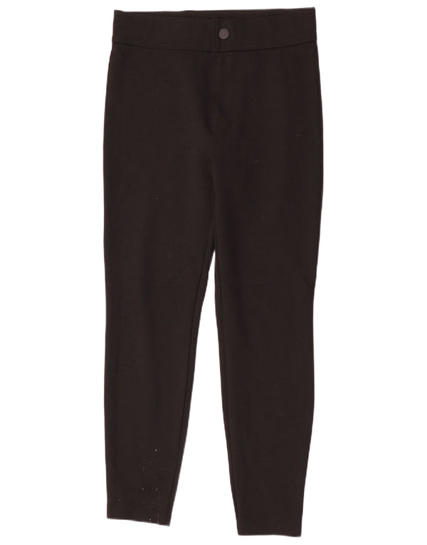 Zara Damen-Hose mit hoher Taille, schmale Freizeithose, Größe L, W30, L28, schwarze Viskose