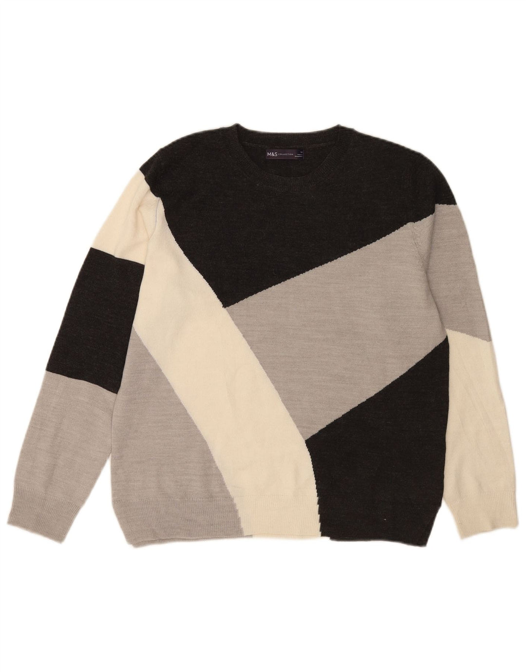 Marks & Spencer Damen-Pullover mit Rundhalsausschnitt, Gr. 14, Größe L, mehrfarbig