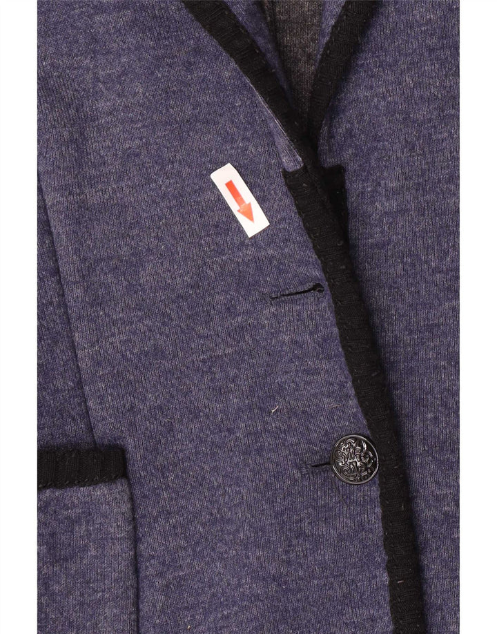 Zara Damen-Strickblazer mit 1 Knopf, UK 12, Mittelblau