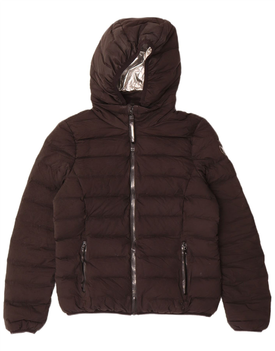 GAS Womens Hooded Padded Jacket IT 42 Medium Black