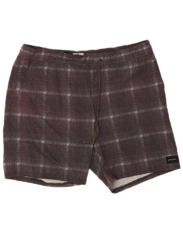 Rip Curl Herren-Badeshorts aus mittelgrau kariertem Polyester