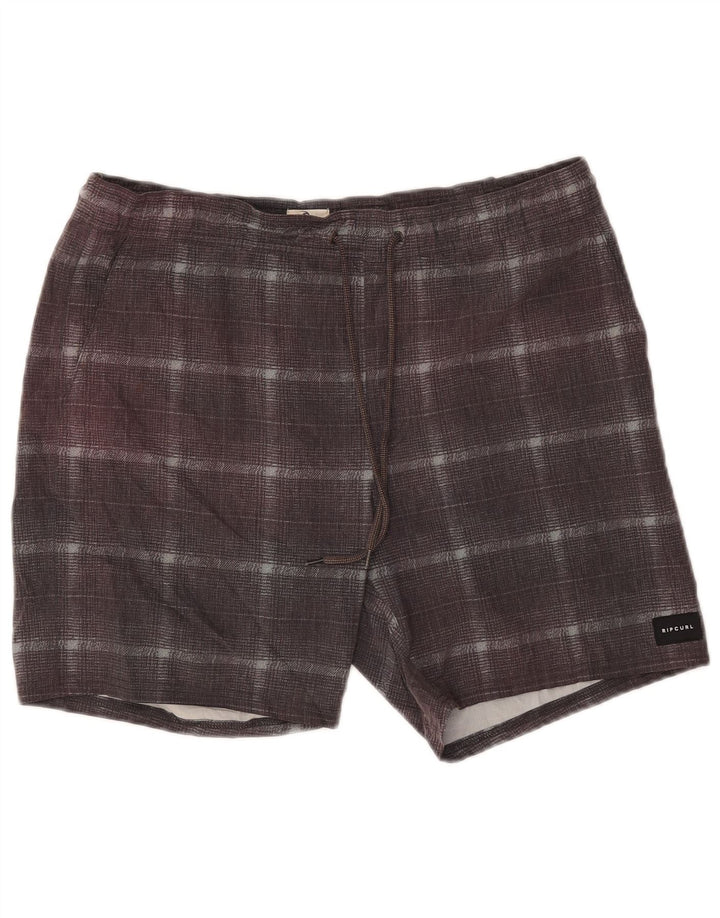 Rip Curl Herren-Badeshorts aus mittelgrau kariertem Polyester