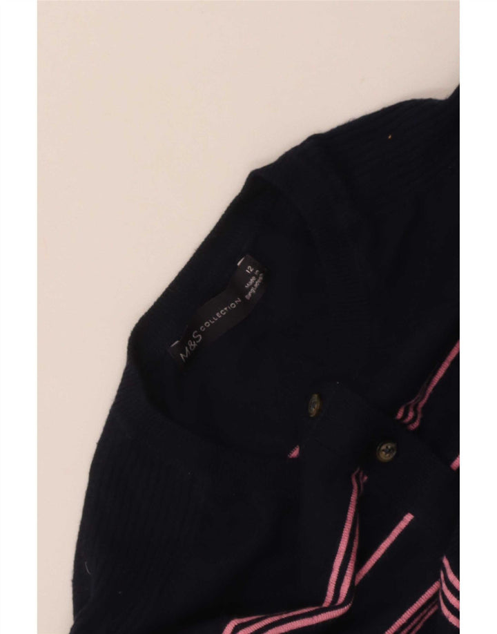 Marks & Spencer Damen Crop Cardigan Pullover UK 12 Mittel Marineblau gestreift