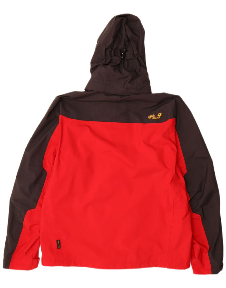 JACK WOLFSKIN Herren-Regenjacke mit Kapuze, UK 40/42, Größe L, Rot, Farbblock
