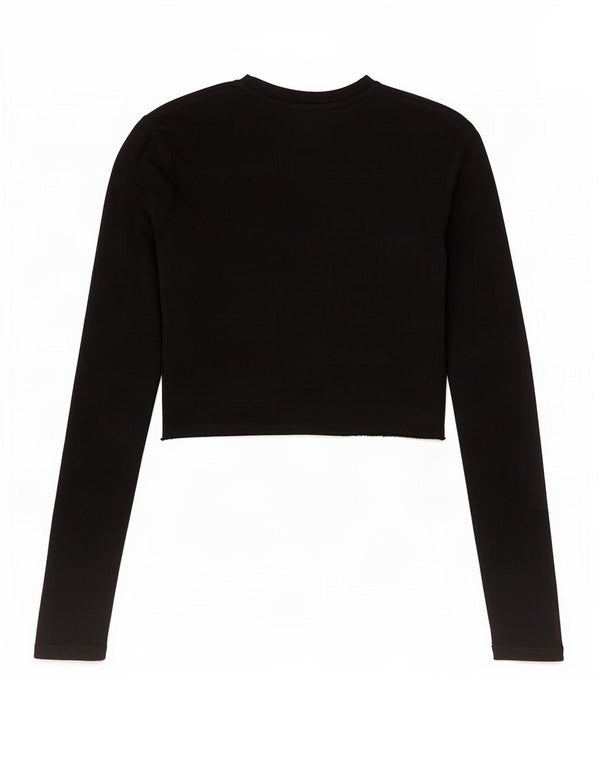 Zara Damen Crop Top Langarm UK 12 Medium Schwarz