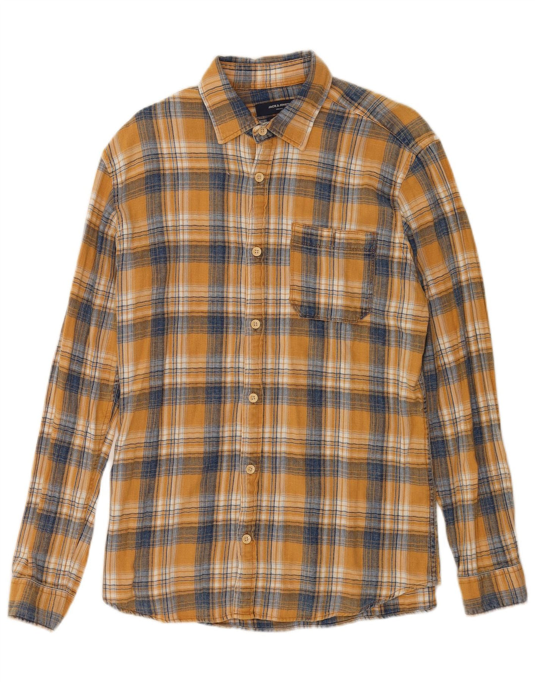Jack & Jones Herren-Flanellhemd, groß, gelb kariert, Baumwolle