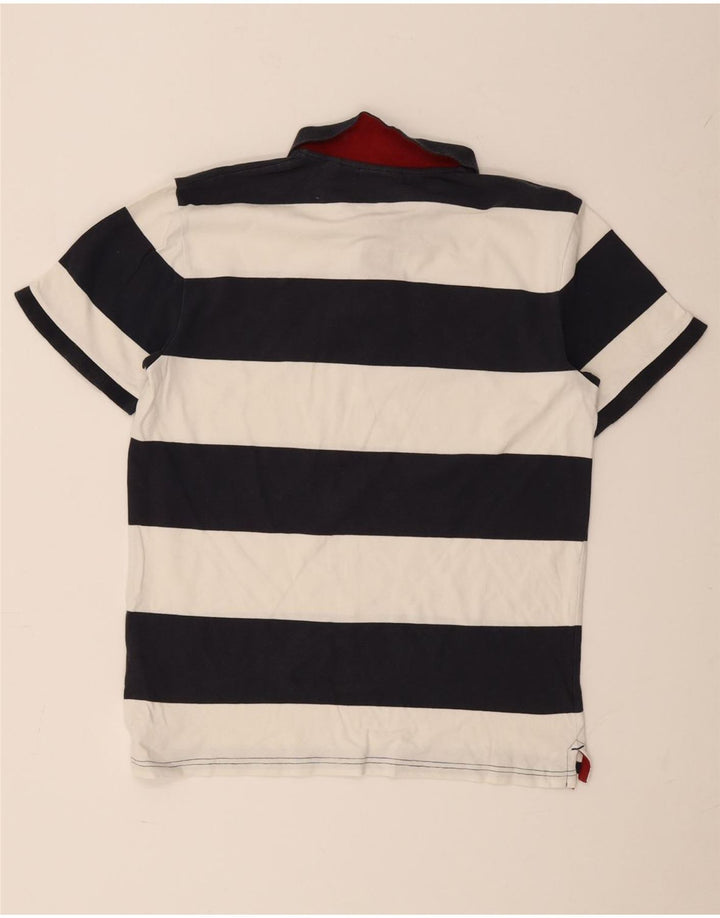 Gant Herren-Rugby-Poloshirt aus mittelblauer, gestreifter Baumwolle
