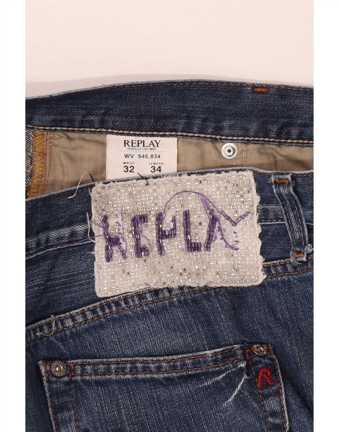 Replay Damen Straight Jeans W32 L34 Blaue Baumwolle
