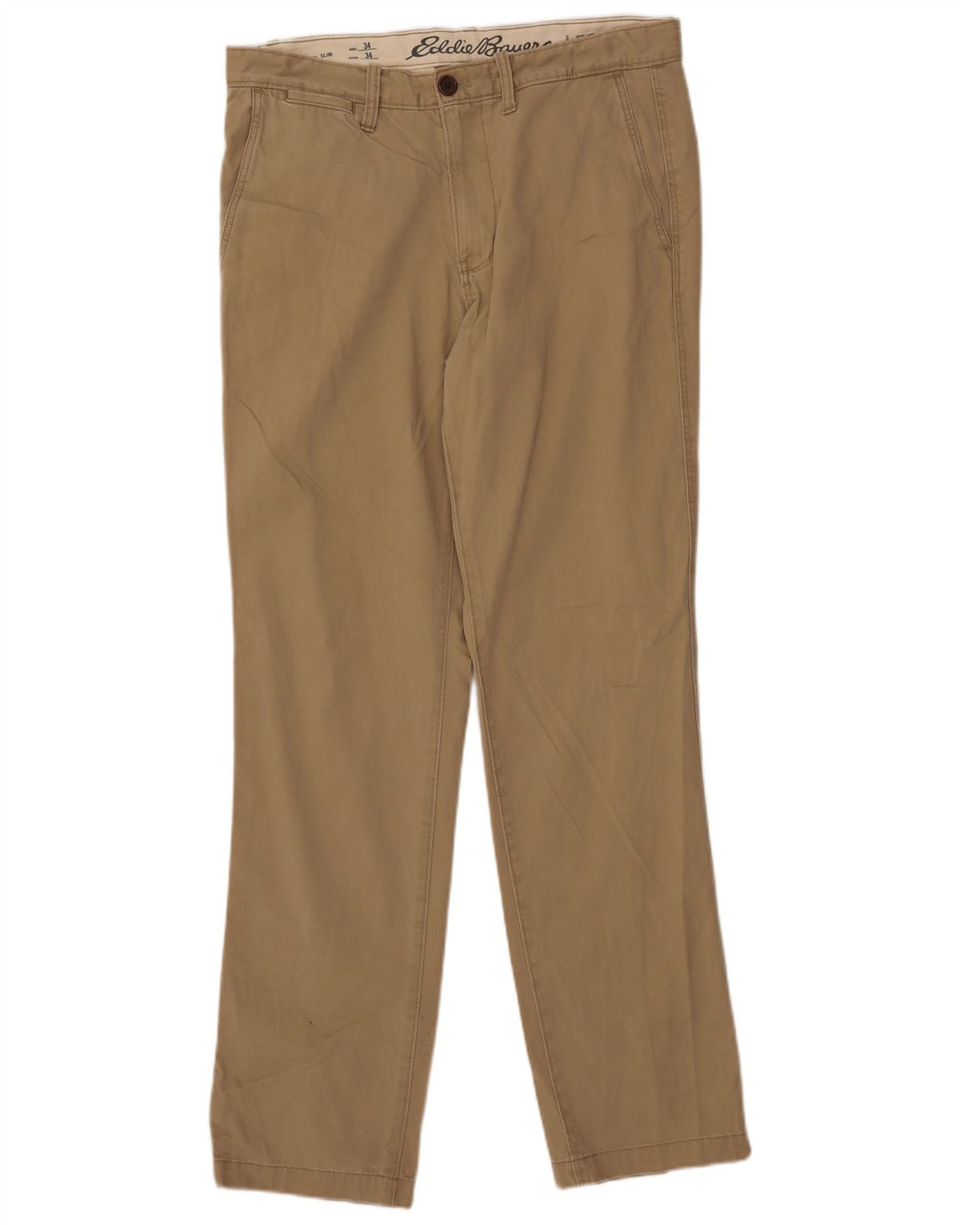 EDDIE BAUER Herren Slim Chinohose W34 L34 Beige Baumwolle