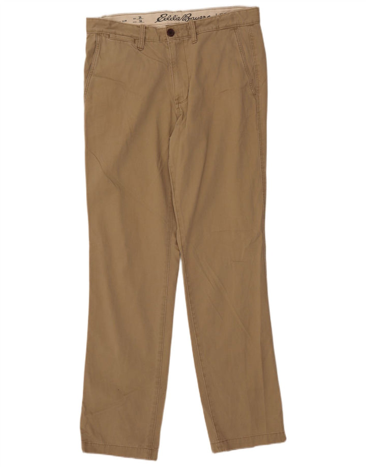 EDDIE BAUER Herren Slim Chinohose W34 L34 Beige Baumwolle