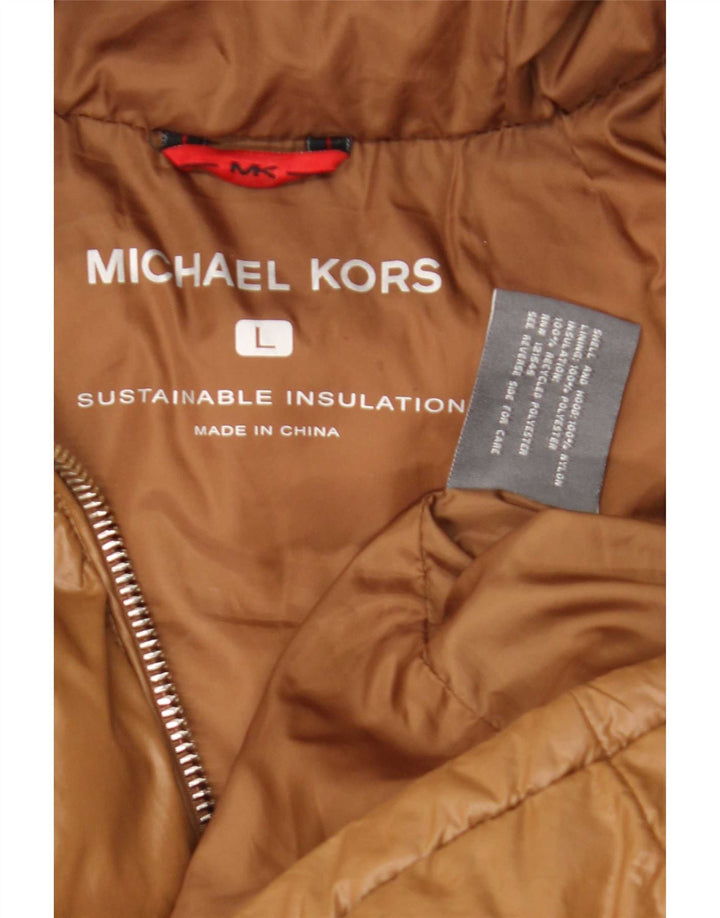 Michael Kors Herren-Jacke mit Kapuze, gepolstert, UK 40, Größe L, braun, Polyester