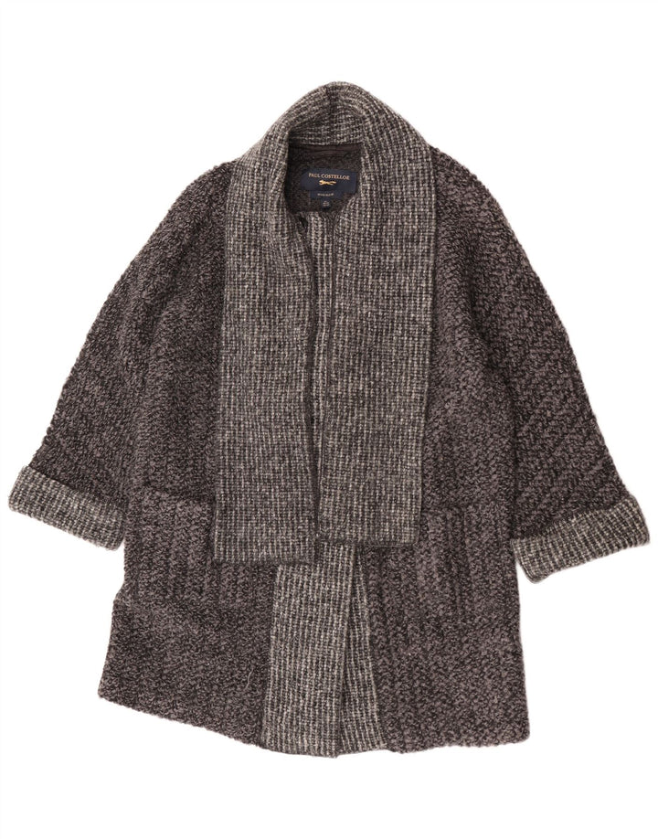 Paul Costelloe Damen Übergroßer Mantel UK 16 Große graue Colourblock-Wolle