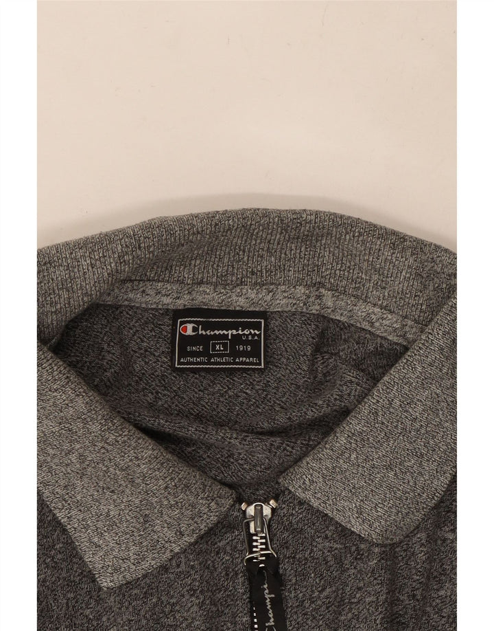 CHAMPION Herren Langarm-Poloshirt XL Grau meliert