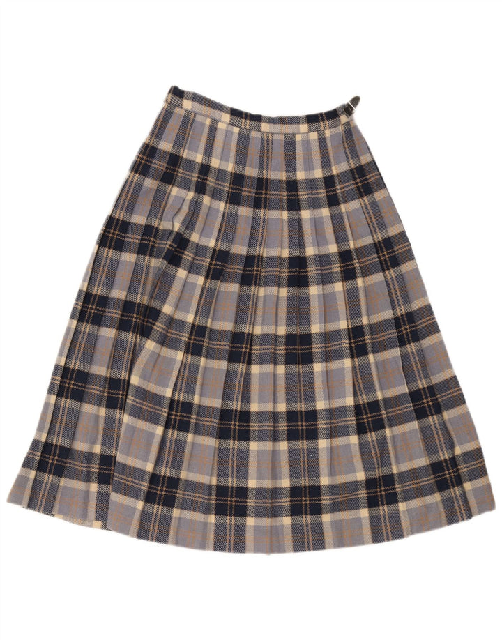 Highland Damen Wickelrock EU 38 Medium W28 Marineblau karierte Wolle